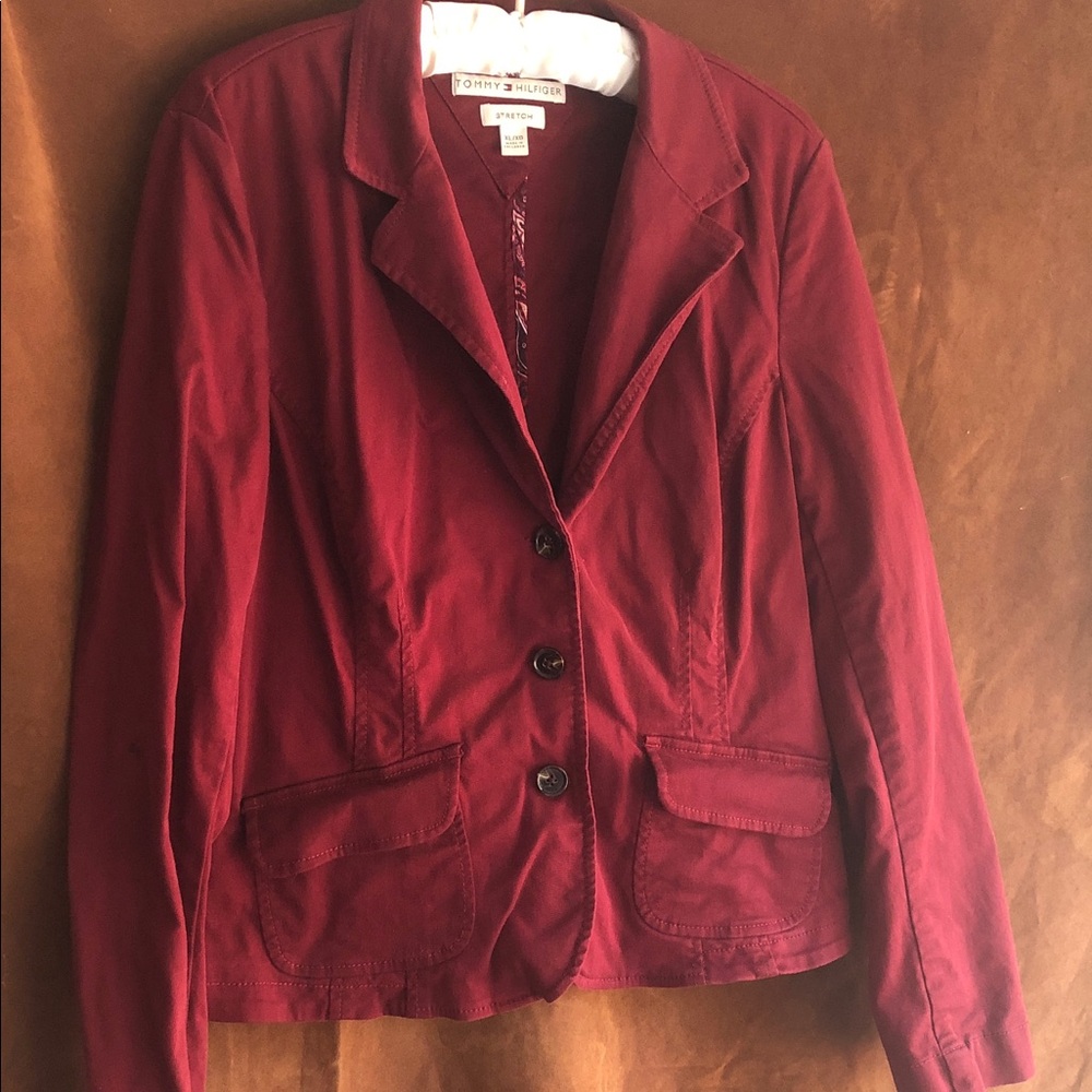 Tommy Hilfiger Women's Burgundy Single-Breasted Blazer